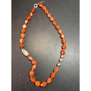 NEW fire agate Sterling silver necklace